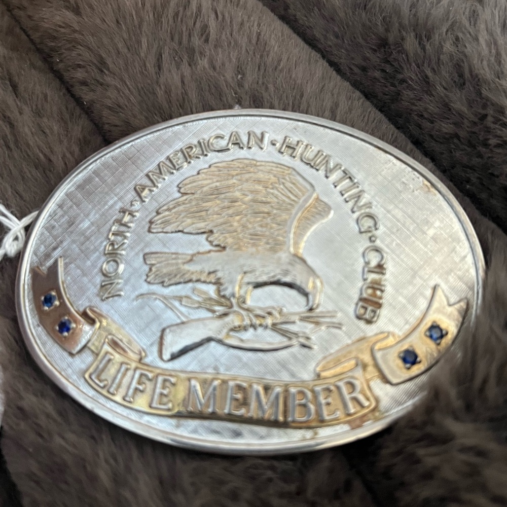 Vintage North American Hunting Club Life Member Belt Buckle